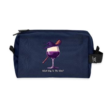 Halloween Witch Wine Wine Glass Wine Drinker Gift - Recycled Toiletry Zip Bag - navy - Front