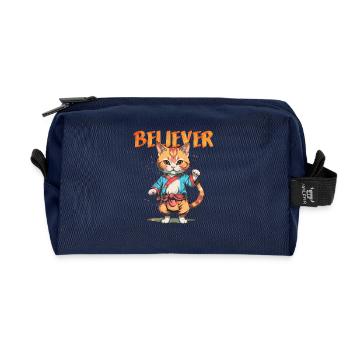Martial Arts Cat - Believer Martial Arts Cat - - Recycled Toiletry Zip Bag - navy - Front