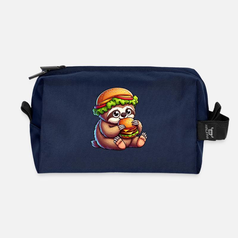 Süßes Faultier Hamburger Cheeseburger Fast Food Ca - Recycelte Kulturtasche - Navy