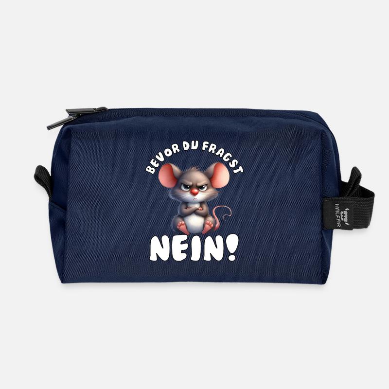 Lustige Maus mit Spruch - Recycelte Kulturtasche - Navy