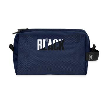 Black Typography Design Black Typography - Recycled Toiletry Zip Bag - navy - Front