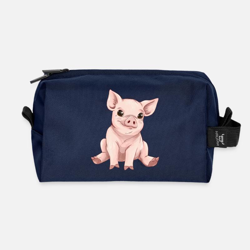 Schweinchen - Recycelte Kulturtasche - Navy