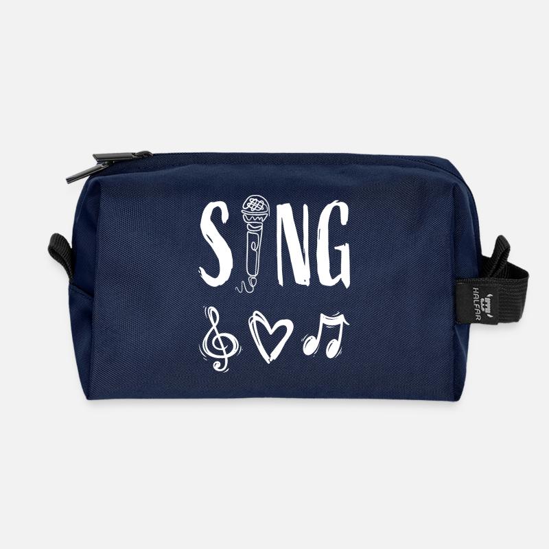 Music Singing Singer Female Singer Microphone - Recycled Toiletry Zip Bag - navy