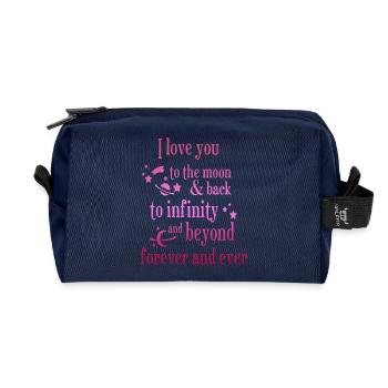 love you to the moon and back amore Blumen Frauen - Recycelte Kulturtasche - Navy - Vorne