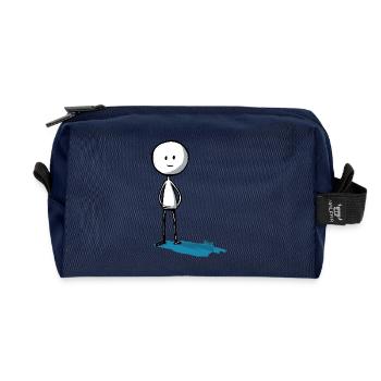 Minimalistisch und witzig, das Strichmännchen - Recycelte Kulturtasche - Navy - Vorne