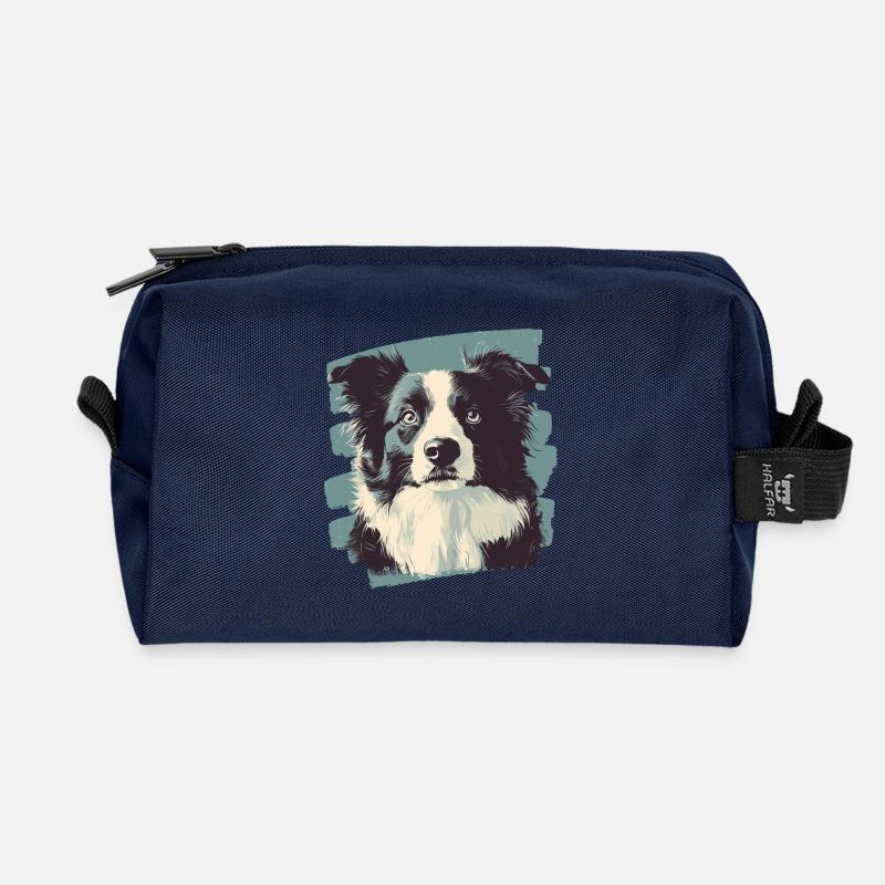 Border Collie - Recycelte Kulturtasche - Navy