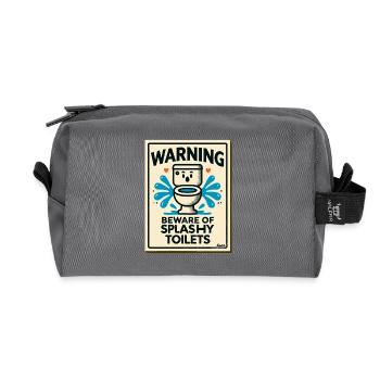 Attention : Attention aux éclaboussures de toilettes - Trousse de toilette en tissu recyclé - anthracite - Devant