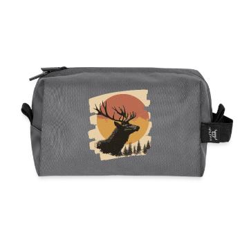 Elch Retro - Recycelte Kulturtasche - Anthrazit - Vorne