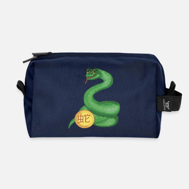 Chinesisches Tierkreiszeichen Schlange - Recycelte Kulturtasche - Navy