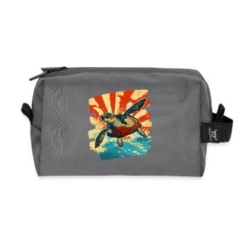 Tortue de mer rétro - Trousse de toilette en tissu recyclé - anthracite - Devant