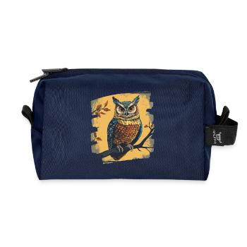 Eule - Recycelte Kulturtasche - Navy - Vorne