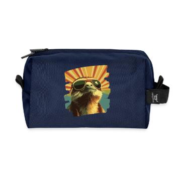 Sloth Retro - Recycled Toiletry Zip Bag - navy - Front