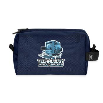 COMPUTER, OHNE GRENZEN - Recycelte Kulturtasche - Navy - Vorne