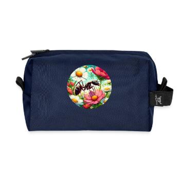 Ants Flowers - Recycled Toiletry Zip Bag - navy - Front