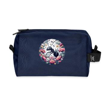 Ants Flowers - Recycled Toiletry Zip Bag - navy - Front