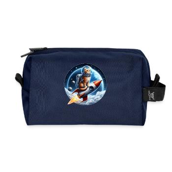 Astronaut Cat - Recycled Toiletry Zip Bag - navy - Front