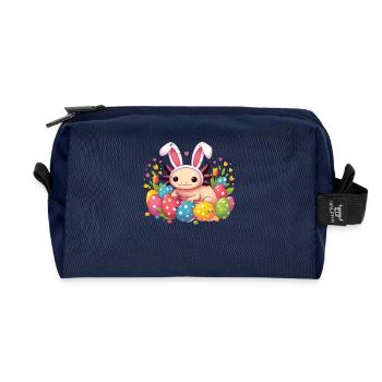 Axolotl de Pâques vintage - Joyeuses Pâques - Trousse de toilette en tissu recyclé - marine - Devant