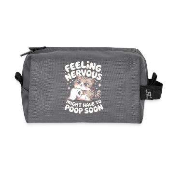Nervöses Gefühl Kawaii Katze IBS Krieger Humor - Recycelte Kulturtasche - Anthrazit - Vorne