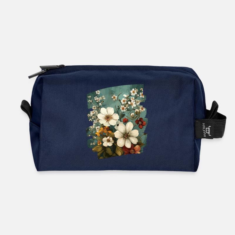 Frühling Frühlingsanfang Blume Blumen - Recycelte Kulturtasche - Navy