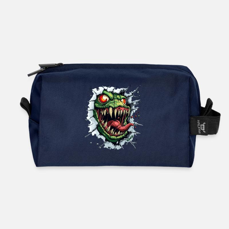 Wildes Monster bricht durch die Wand - Recycelte Kulturtasche - Navy