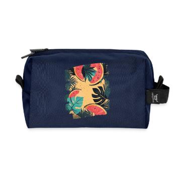 Sommer Wassermelone und Palmen - Recycelte Kulturtasche - Navy - Vorne