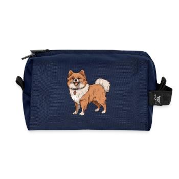 Pomeranian Dog - Recycled Toiletry Zip Bag - navy - Front