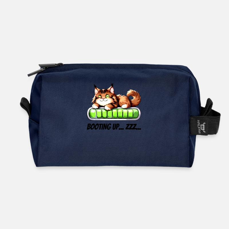 Booting Up Zzz - Chat in Nap Mode - Recycled Toiletry Zip Bag - navy