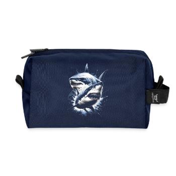 Cooles Hai-Porträt im realistischen Stil - Recycelte Kulturtasche - Navy - Vorne