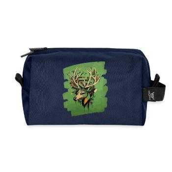 Deer with antlers - Recycled Toiletry Zip Bag - navy - Front