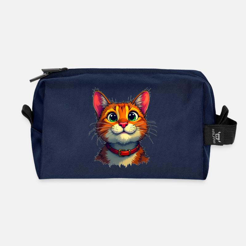 Cute cat - Recycled Toiletry Zip Bag - navy