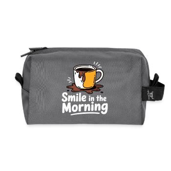COFFEE MUGS, SMILE IN THE MORNING - Recycled Toiletry Zip Bag - anthracite - Front