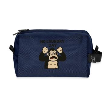 Monkey throwing a tantrum at laundry day failure - Recycled Toiletry Zip Bag - navy - Front
