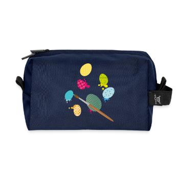 Colorful Easter Eggs – Creative Painting Design with Brush - Recycled Toiletry Zip Bag - navy - Front