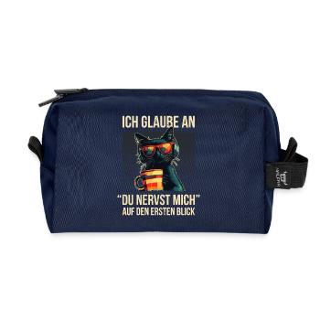 Du nervst mich – Sarkastische Katze Loki - Recycelte Kulturtasche - Navy - Vorne
