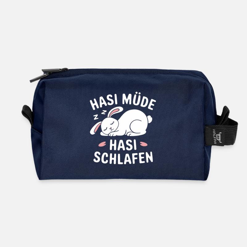 Hasi Müde Hasi Schlafen - Recycelte Kulturtasche - Navy