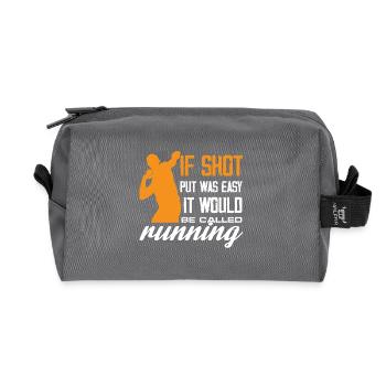 Shot Put Running Humor Design - Recycelte Kulturtasche - Anthrazit - Vorne