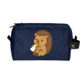 Igelchen mit Milchflasche - Recycelte Kulturtasche - Navy - Vorne