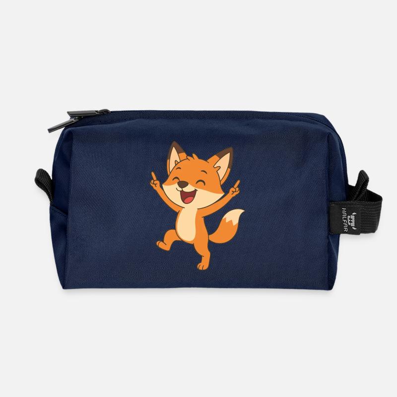 Fröhlicher Fuchs - Recycelte Kulturtasche - Navy
