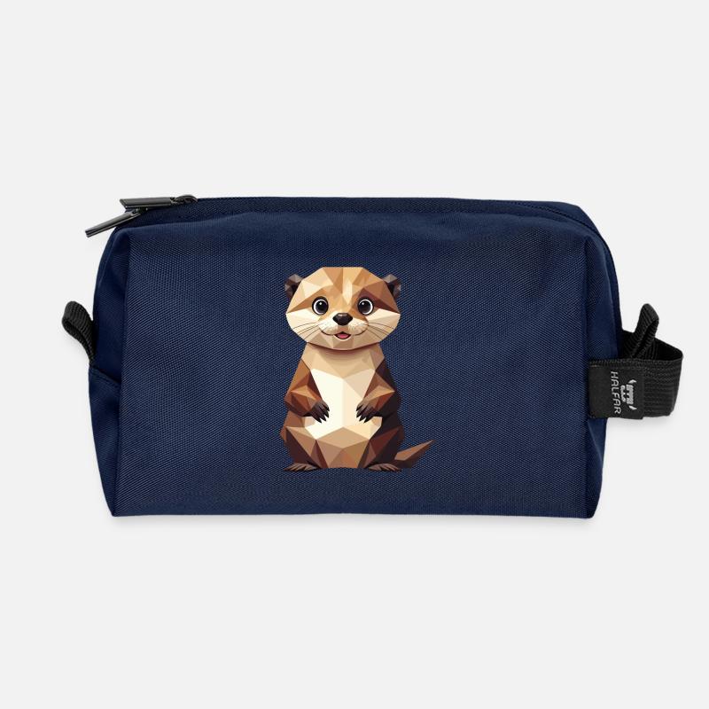 Otter Polygon - Süßes Tier - Recycelte Kulturtasche - Navy
