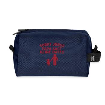 Papa bestimmt Dates Humor - Recycelte Kulturtasche - Navy - Vorne