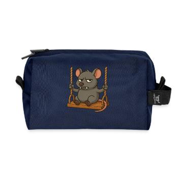 Mürrische Maus Ratte Schaukeln Genervt Angry - Recycelte Kulturtasche - Navy - Vorne