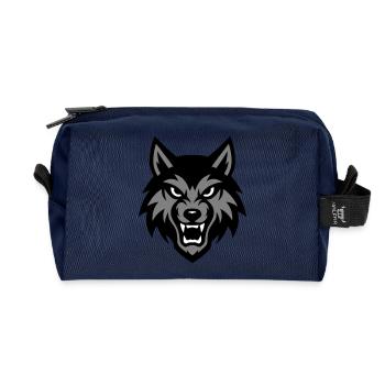 Wolf Head Animal - Recycled Toiletry Zip Bag - navy - Front