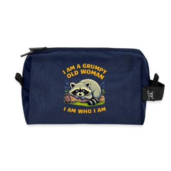 Lustiger Fetter Waschbär Ich Bin Eine Mürrische Alte Frau Gag - Recycelte Kulturtasche - Navy - Vorne