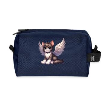 Süße Katze Engel Flügel Cartoon  - Recycelte Kulturtasche - Navy - Vorne