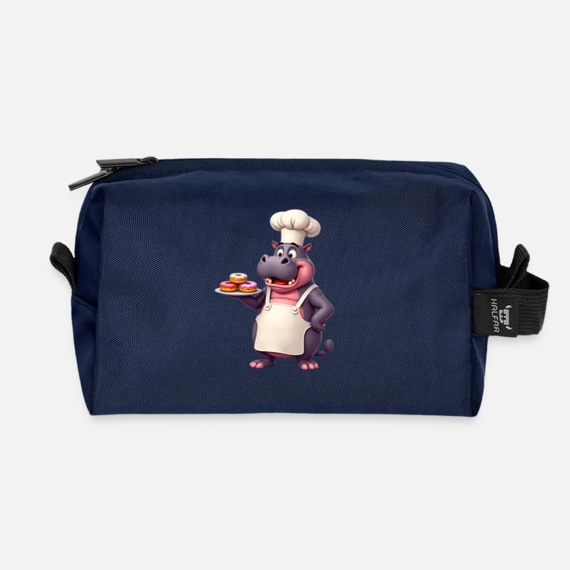 Kochender Hippo Kochbuch Chef - Recycelte Kulturtasche - Navy