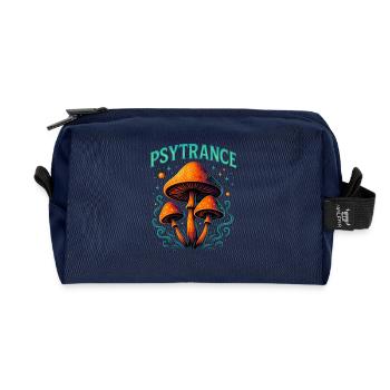 Psytrance Shirt – Goa Festival Pilze - Recycelte Kulturtasche - Navy - Vorne