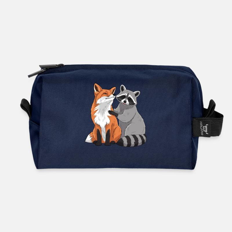 Wilde Tierfreunde Illustration - Recycelte Kulturtasche - Navy