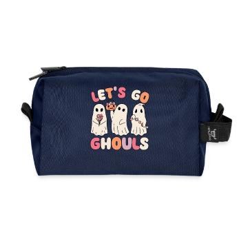 Allons goules groovy fantôme avec des fleurs vintage - Trousse de toilette en tissu recyclé - marine - Devant