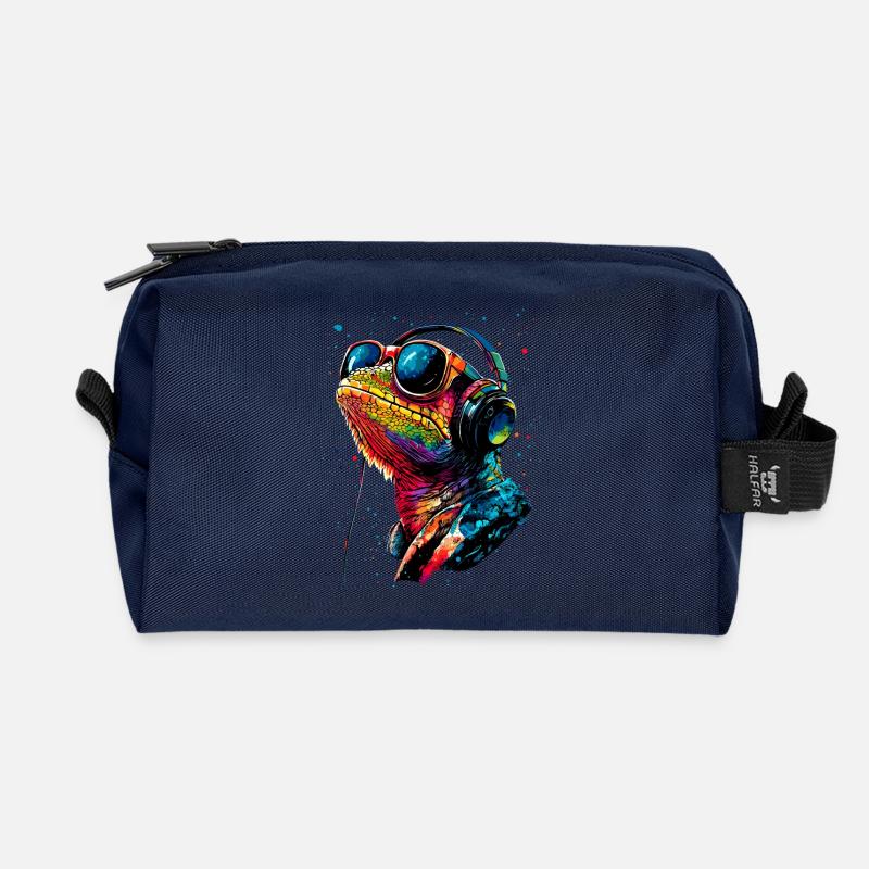 Chamäleon Echse Reptil Chameleon Leguan Eidechse - Recycelte Kulturtasche - Navy
