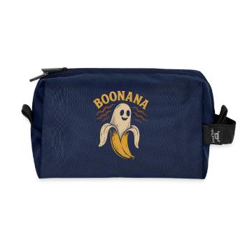 Funny banana ghost with face illustration - Recycled Toiletry Zip Bag - navy - Front
